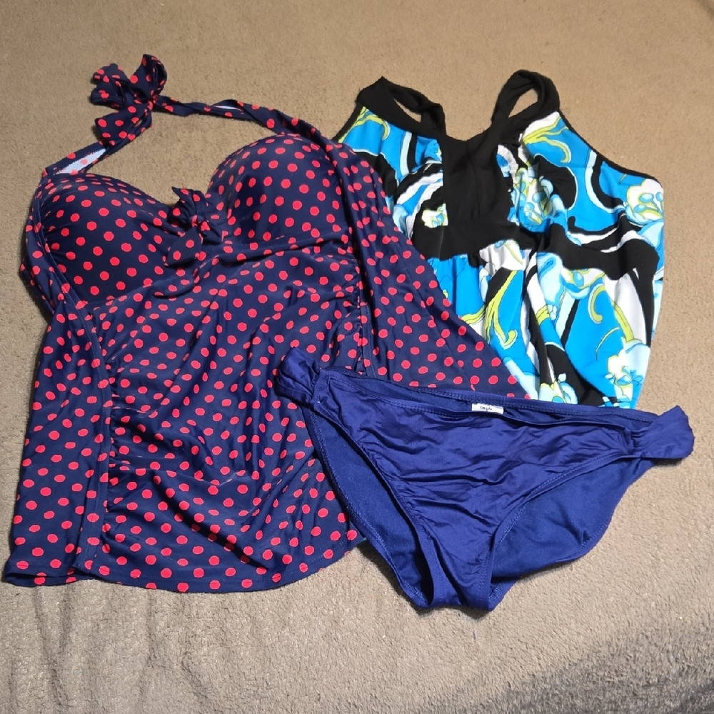 Set Of 3 Swim Pieces Sz XL 2 Tankini & 1 Bottom